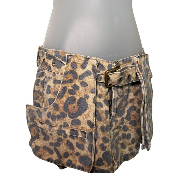Ser.O.Ya Lia Leopard Mini Skirt Size 23 NWT 100% Cotton Belted - Picture 5 of 7